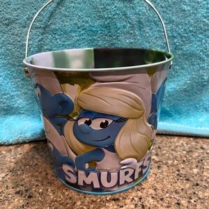 Smurf Popcorn Bucket 2025 Smurfs Movie Collectible Collectible Tin